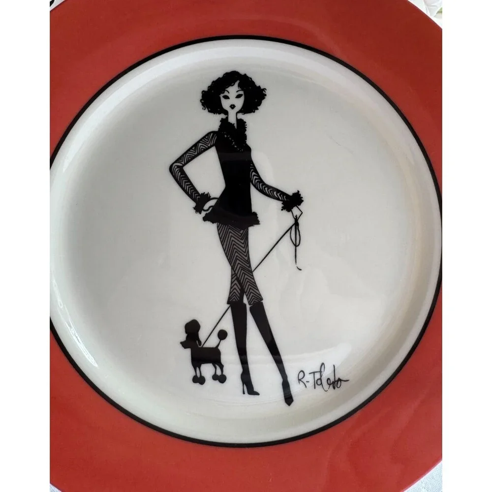 Ruben Toledo Nordstrom Designer Limited Ed 2002 Set 4 Orange Fashion Plates